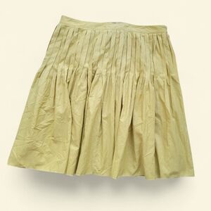 Talbots Pleated A Line Skirt Chartreuse Yellow Cotton Blend Knee Length 18